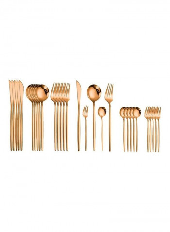 30-Piece Stainless Steel Cutlery Set Rose Gold
