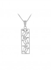 925 Sterling Silver Turtle Vertical Bar Pendant Necklace