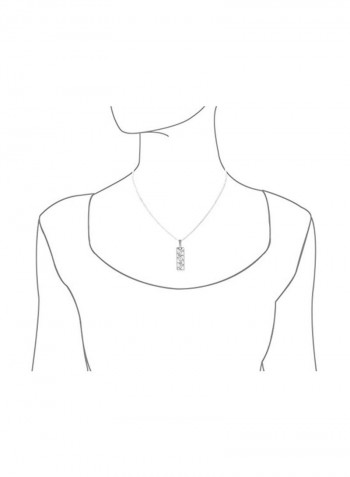 925 Sterling Silver Turtle Vertical Bar Pendant Necklace
