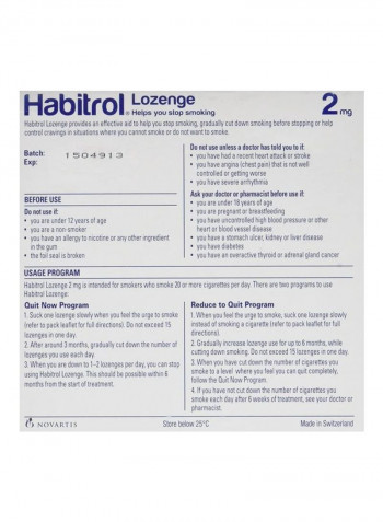 Habitrol Nicotine Lozenge Mint Flavor 216 Lozenges (2mg)