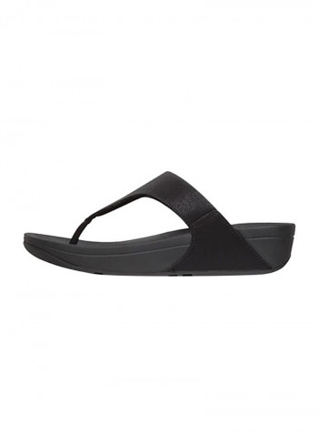 Lulu Shimmerlux Toe-Post Sandals Black