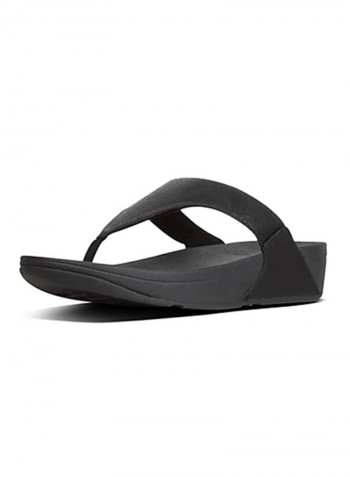 Lulu Shimmerlux Toe-Post Sandals Black