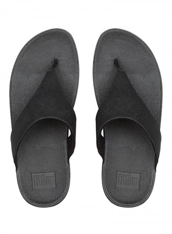 Lulu Shimmerlux Toe-Post Sandals Black