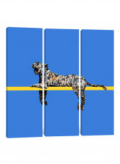 3-Piece Canvas Print Banksy Yankee Stadium Tiger Wall Art Multicolour 100 x 100 x 3.5centimeter