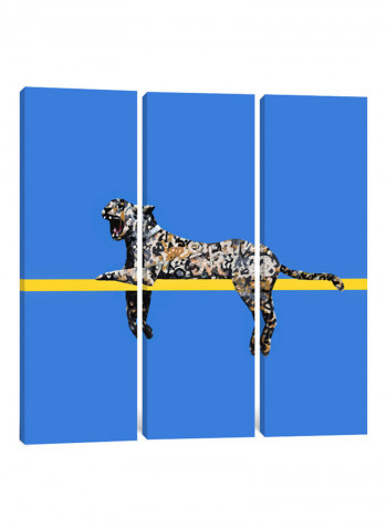 3-Piece Canvas Print Banksy Yankee Stadium Tiger Wall Art Multicolour 100 x 100 x 3.5centimeter