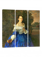 3-Piece Canvas Print Lady In Blue Portrait Of Martynova Wall Art Multicolour 100 x 100 x 3.5centimeter