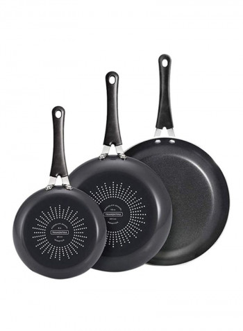 3-Piece Everyday Nonstick Saute Pan Set Black Large Pan 12, Medium Pan 10, Small Pan 8inch