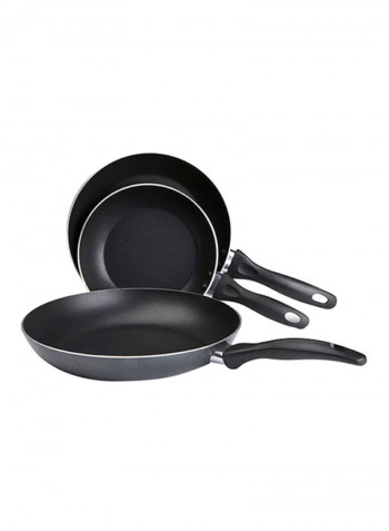 3-Piece Everyday Nonstick Saute Pan Set Black Large Pan 12, Medium Pan 10, Small Pan 8inch
