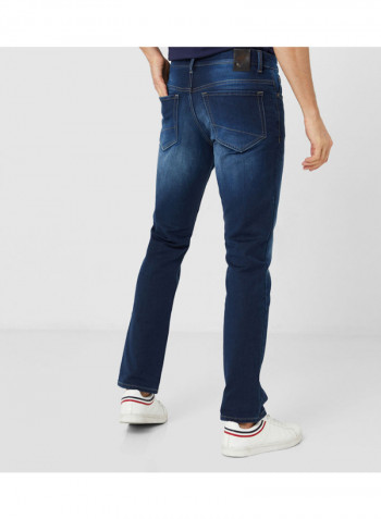 Light Stone Towel Wash Skinny Jeans Blue
