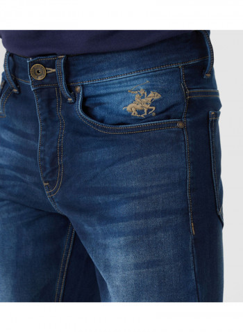 Light Stone Towel Wash Skinny Jeans Blue