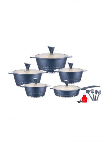 17-Piece Dessini Cookware Set Blue/Clear