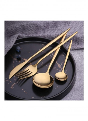 30-Piece Stainless Steel Cutlery Set Gold