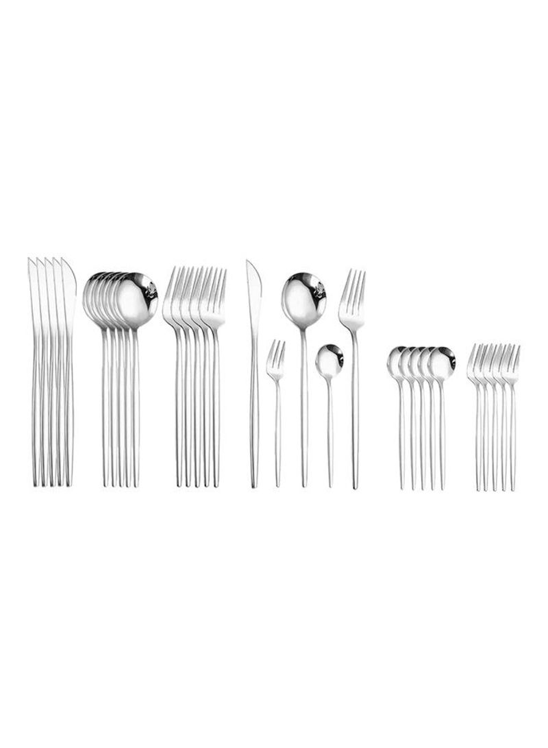 30-Piece Stainless Steel Cutlery Set Silver