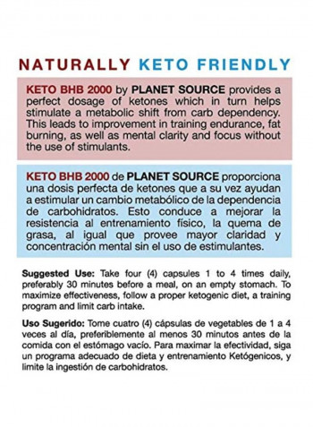 Keto BHB 2000 Dietary Supplement- 120 Vegetable Capsules