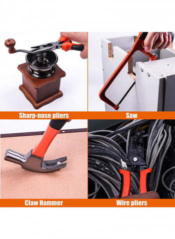 60-Piece Cordless Hammer Drill Tool Kit Black/Orange/Clear 17centimeter
