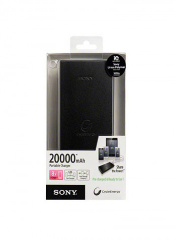 20000 mAh Portable Power Bank Black