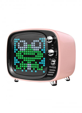 Portable Tivoo Pixel Art Bluetooth Speaker With LED Front Panel Pink