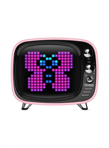 Portable Tivoo Pixel Art Bluetooth Speaker With LED Front Panel Pink