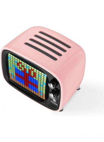Portable Tivoo Pixel Art Bluetooth Speaker With LED Front Panel Pink