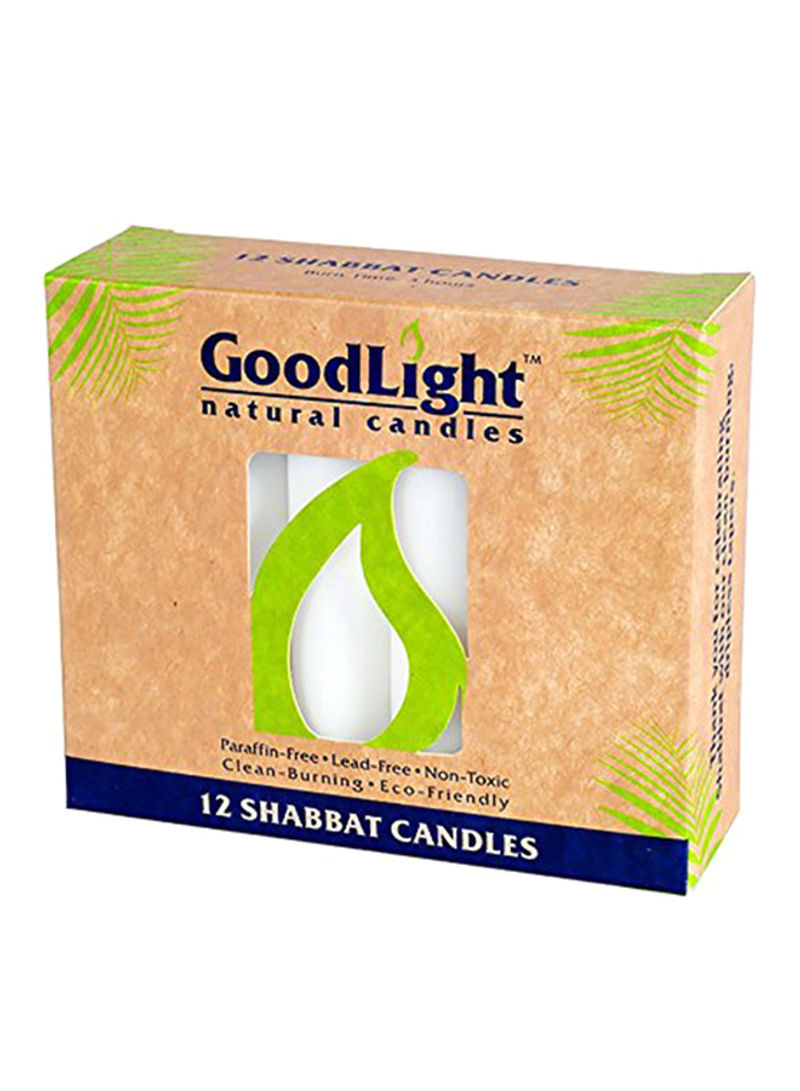 Goodlight Paraffin Free Shabbat Shabbos Sabbath Candles Pack Of 12 White