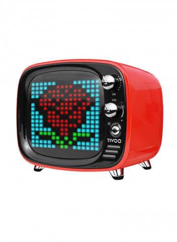 Portable Tivoo Pixel Art Bluetooth Speaker With LED Front Panel Red