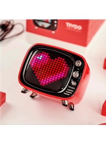 Portable Tivoo Pixel Art Bluetooth Speaker With LED Front Panel Red