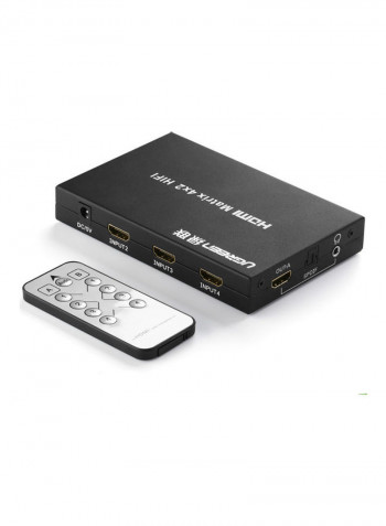 4-In-1 HDMI Matrix Switch Box With Remote Control Black/White