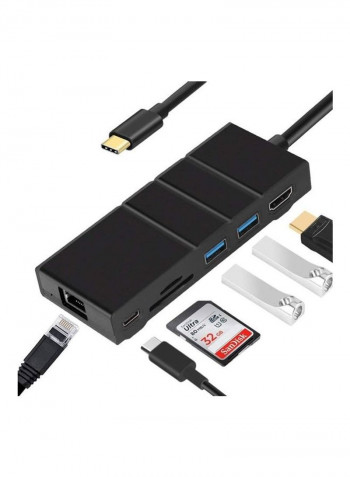 7-In-1 USB Type-C Multi-Function Docking Station Black