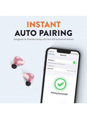 Bluetooth Wireless In-Ear Earbuds Pink/White