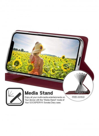 iPhone 12 Pro Max  Leather Protection Flip Cover Wallet Stand Case 6.7inch Maroon