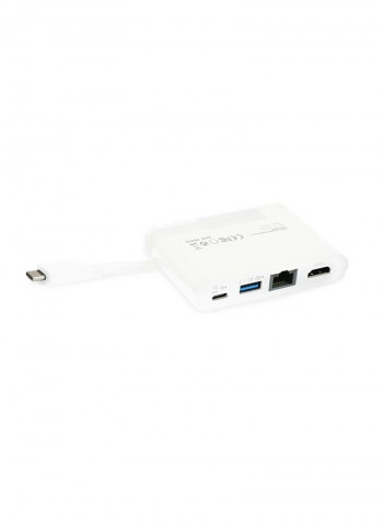 4-In-1 Portable Docking With HDMI USB Type-C 9 x 1.6 x 6cm White