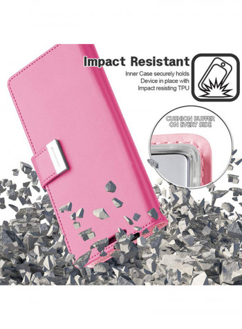 Leather Protective Case Cover For Samsung Galaxy Note 10 Fuchsia