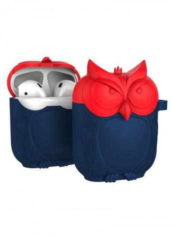 Owl Design Protective Case Cover For Apple AirPod Red/Dark Blue