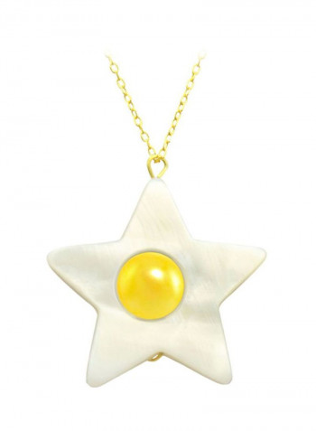 18K Gold Pearl Studded Pendant Necklace