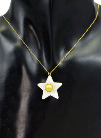 18K Gold Pearl Studded Pendant Necklace