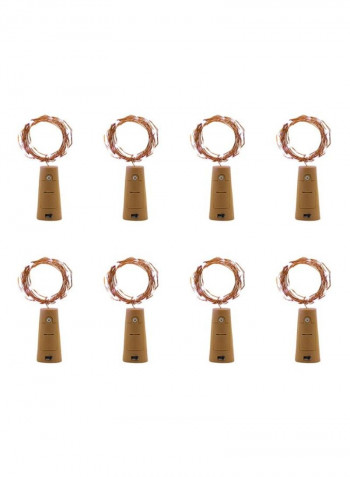 8-Piece Wine Bottle Cork Shaped LED Night Starry Light Lamp Beige/White 12x10x360centimeter