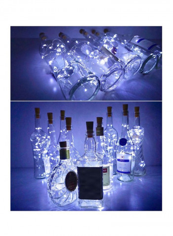 8-Piece Wine Bottle Cork Shaped LED Night Starry Light Lamp Beige/White 12x10x360centimeter