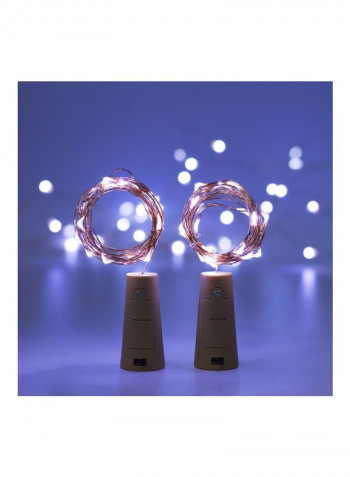 8-Piece Wine Bottle Cork Shaped LED Night Starry Light Lamp Beige/White 12x10x360centimeter