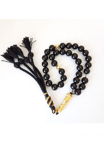 Gift Tasbih Natural Onyx 18k Gold Plated Prayer Beads Rosary