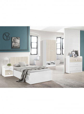 Vanilla Bed With Textured Headrest White