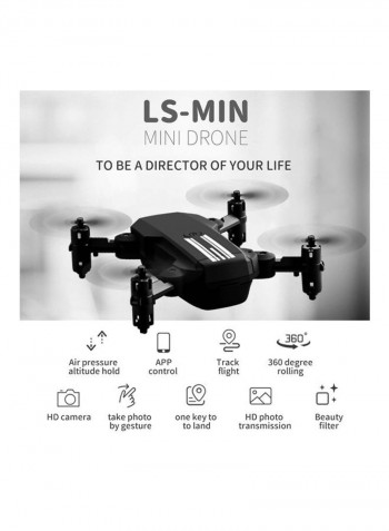 LS-MIN Mini Drone RC Quadcopter 480P Camera 13mins Flight Time 360° Flip 6-Axis Gyro Gesture Photo Video Track Flight Altitude Hold Headless Remote Control Drone with 1 Battery Black 22*6*15cm