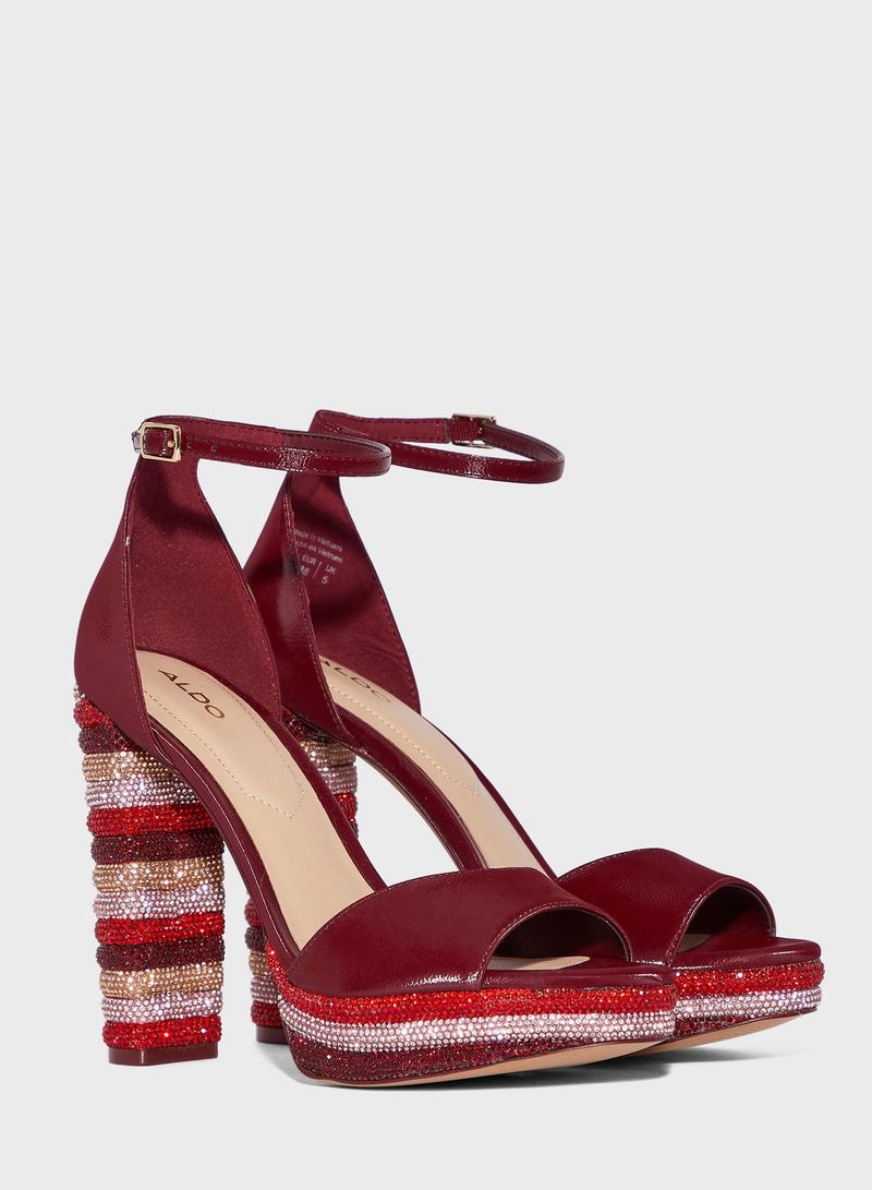 Parsian Embellished High Heeled Sandals Red