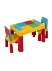 2-IN-1 Kids Building Block, Study Table & Chair Set Multicolour