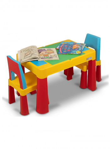 2-IN-1 Kids Building Block, Study Table & Chair Set Multicolour