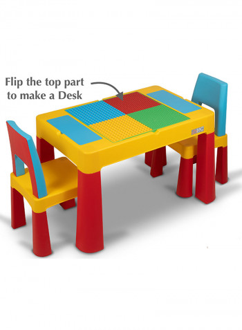 2-IN-1 Kids Building Block, Study Table & Chair Set Multicolour