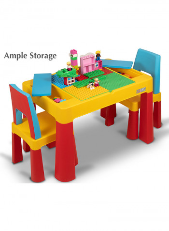 2-IN-1 Kids Building Block, Study Table & Chair Set Multicolour