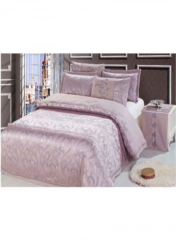6-Piece Bedding Set With Jacquard Quilt Cover Cotton Purple/Orange King