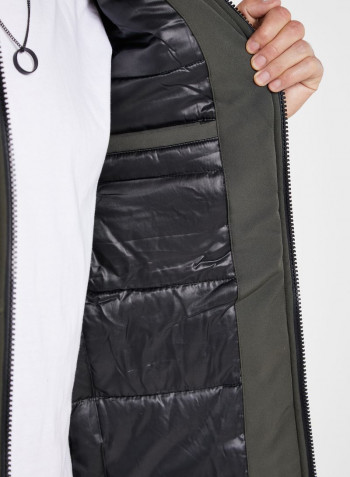 Parka Hooded Neck Jacket Khaki
