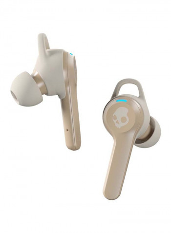 Indy Evo True Wireless Earbuds With Charging Case And Centered Mood Boost Print Art Champagne Metallic