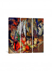 3-Piece Canvas Print Fishes, Wine, Fruit Wall Art Multicolour 100 x 100 x 3.5centimeter